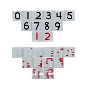 Math Manipulative Tiles Numbers 0-9 w/ Countable Movable Dots Homeschool Plastic